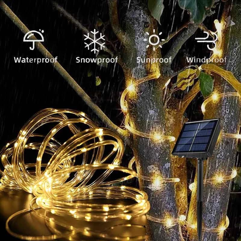 Solarne sznurkowe lampy ścieżkowe LED, 8 trybów