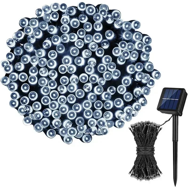Wodoodporne solarne girlandy LED ciepłe białe na zewnątrz