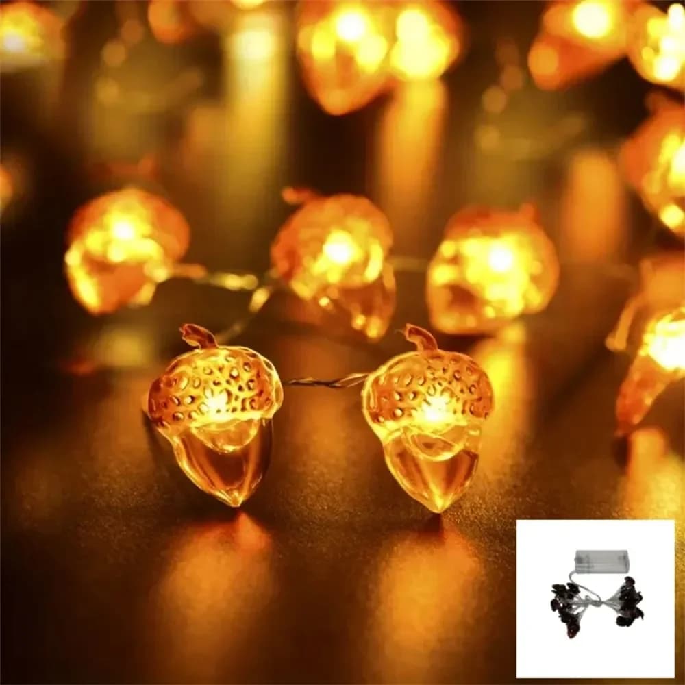 Wodoodporne lampki LED w kształcie 3D żołędzi, ciepłe białe