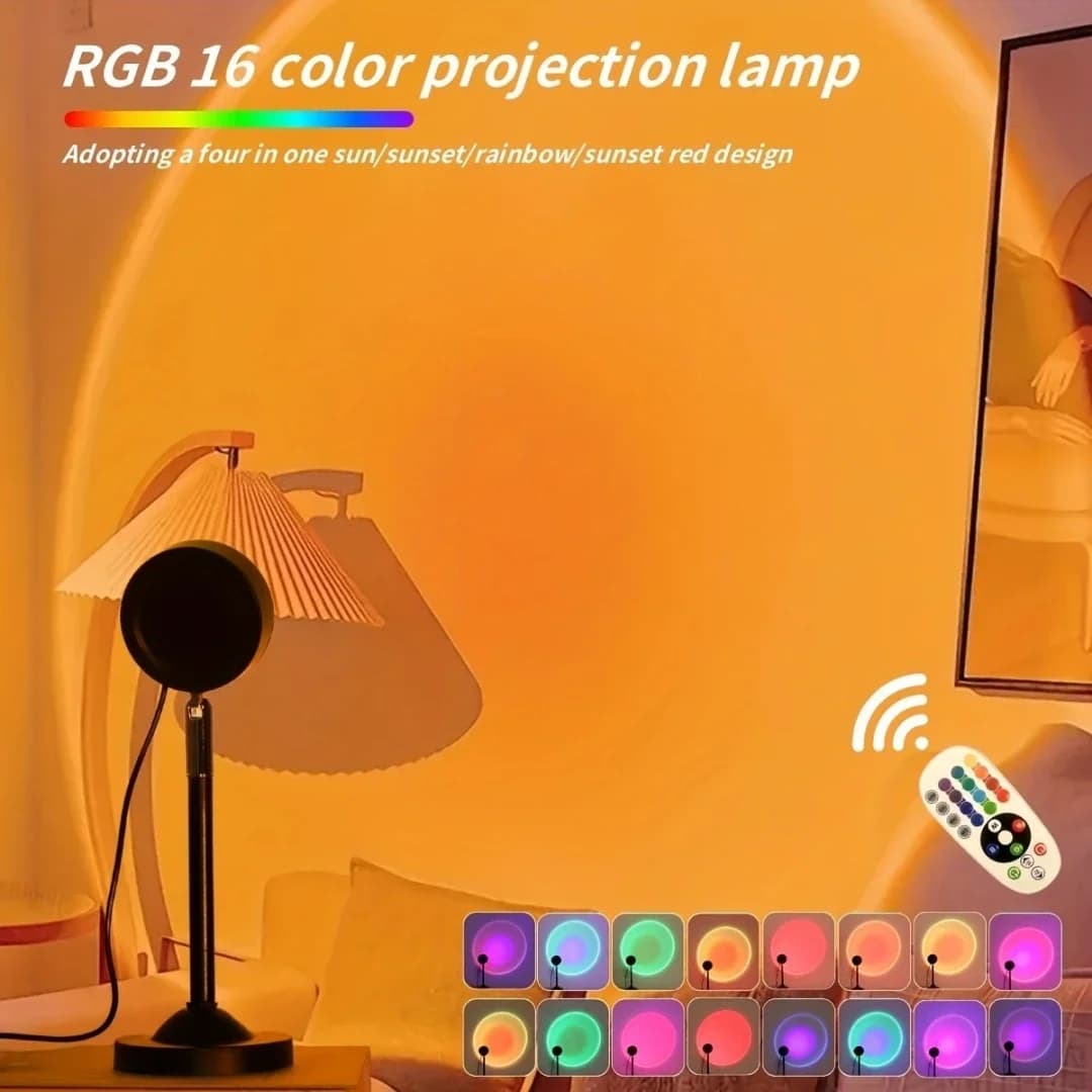 Mini projektor zachodu słońca USB RGB z pilotem