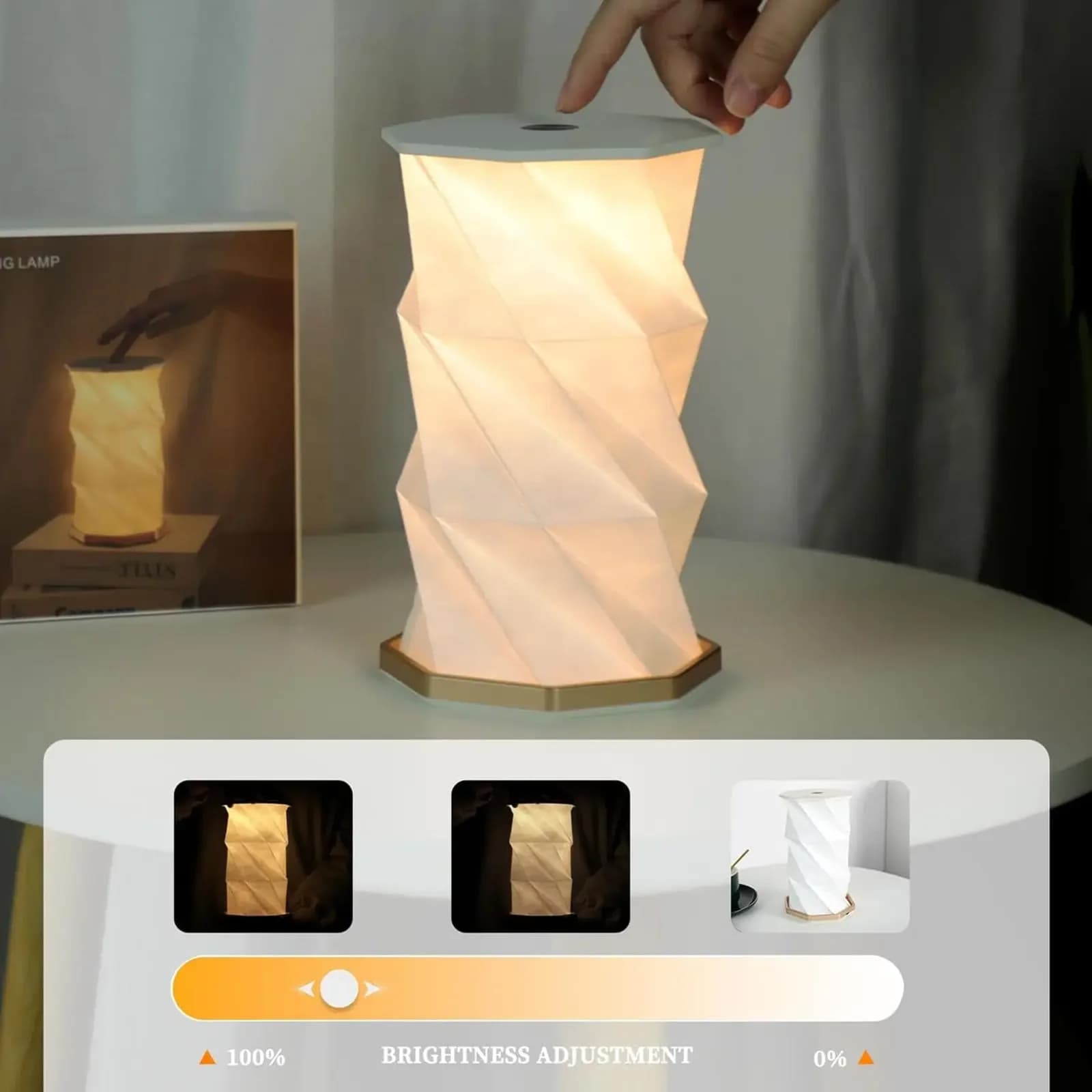 Przenośna składana lampka nocna LED Origami ze ściemnianiem dotykowym