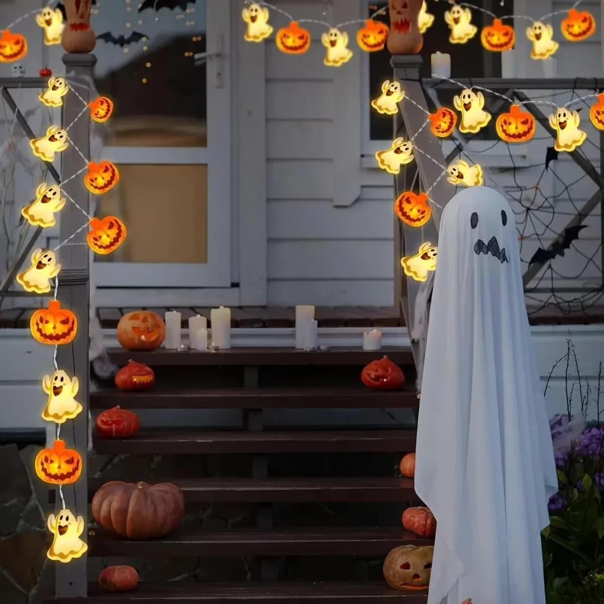 Girlanda dyniowa na baterie, ciepłe białe LED na Halloween