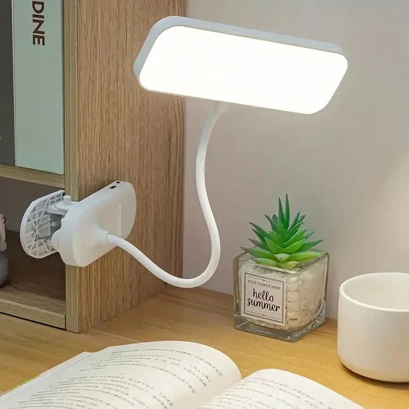 Lampa biurkowa LED na klips, ładowana USB, ściemniana