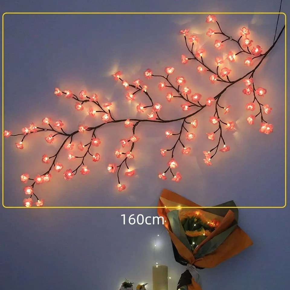 Różowa kinkietowa lampa kwiatowa (wiśnia) z pilotem