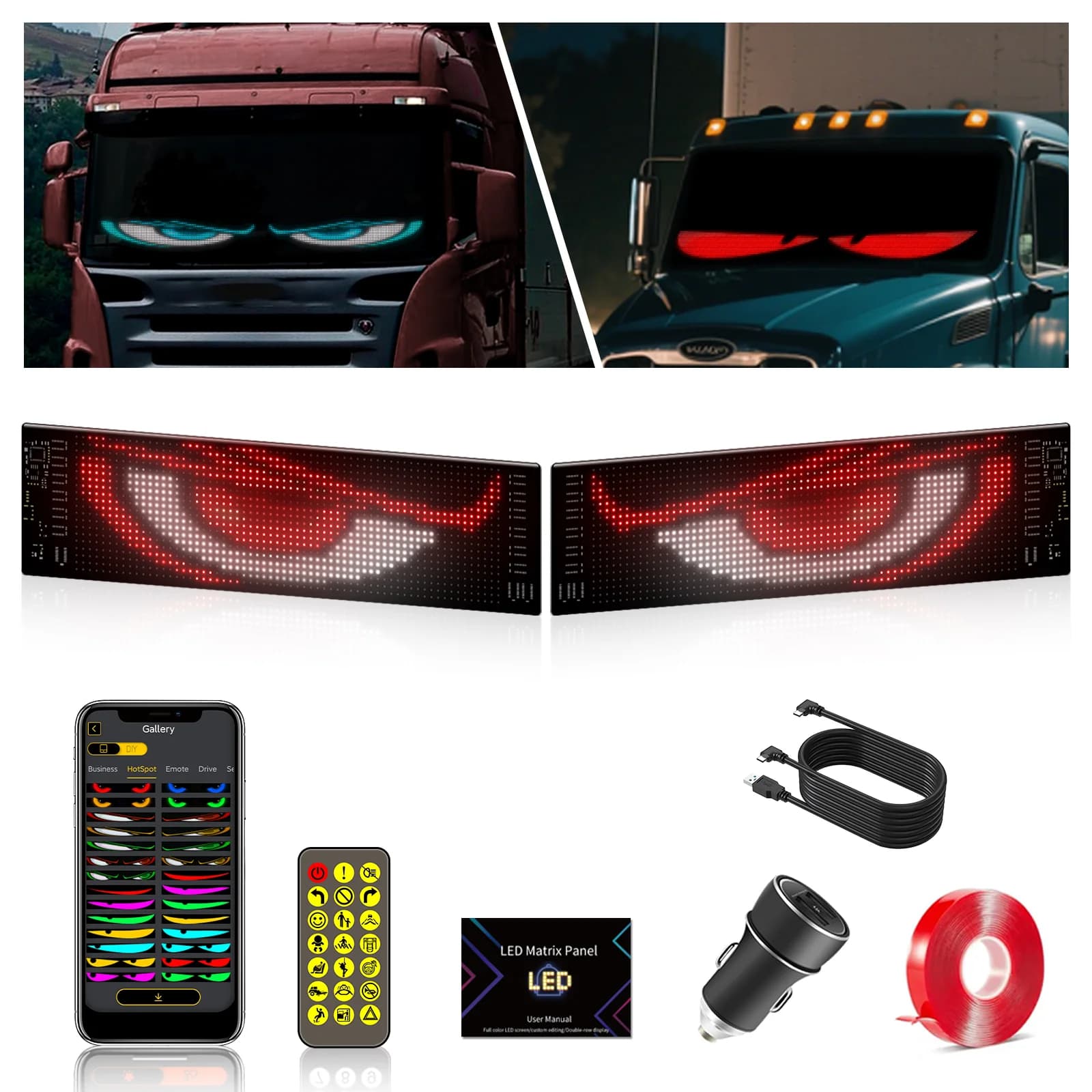Zestaw 2 sztuk składanych paneli LED Matrix z kontrolą aplikacji