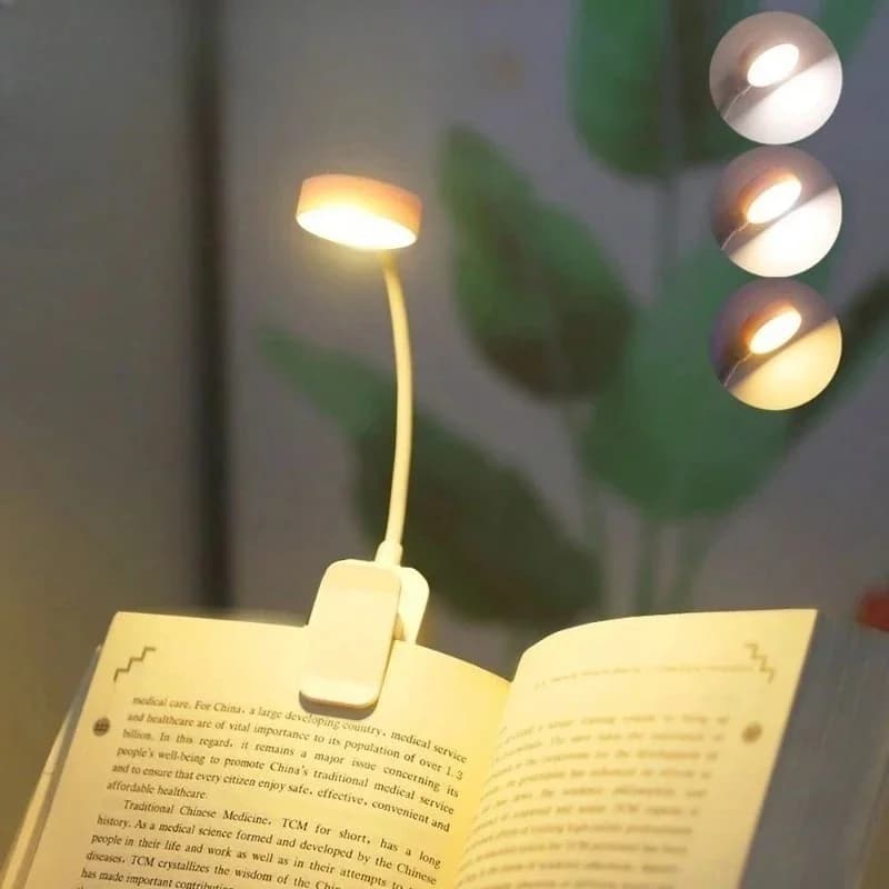Zasilana bateryjnie ściemniana lampka do czytania z klipsem LED