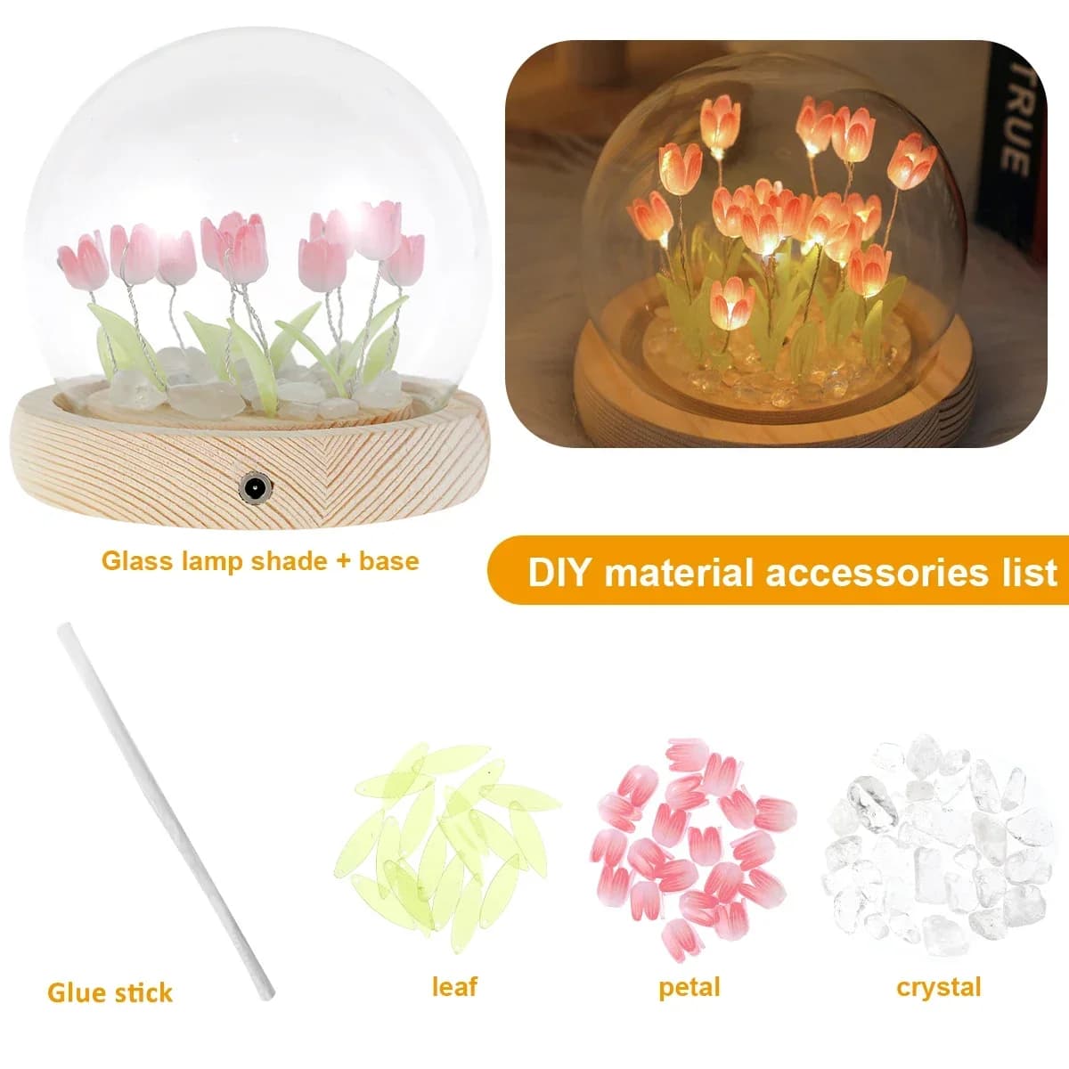 Zestaw DIY Mini Tulipan Nocna Lampka, Rękodzieło Dekoracja Domu