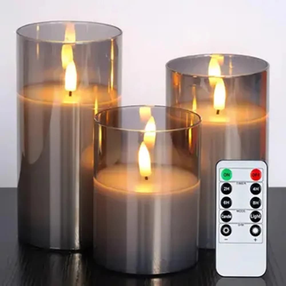 Zestaw świec elektronicznych LED z pilotem i timerem
