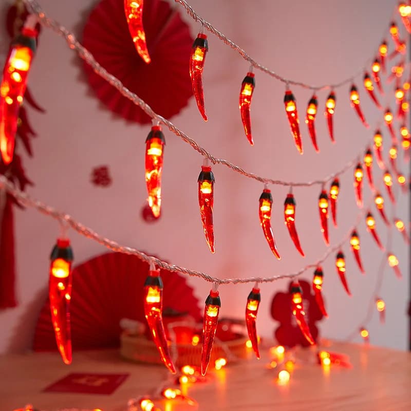 Czerwone papryczki LED – girlanda na USB lub baterie