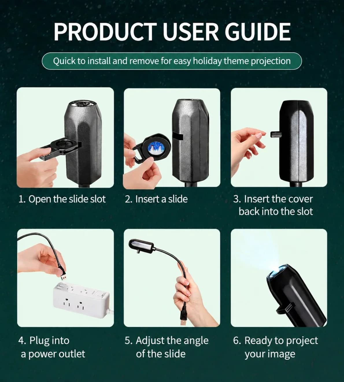 Nocny projektor USB z wzorami z serii Ocean
