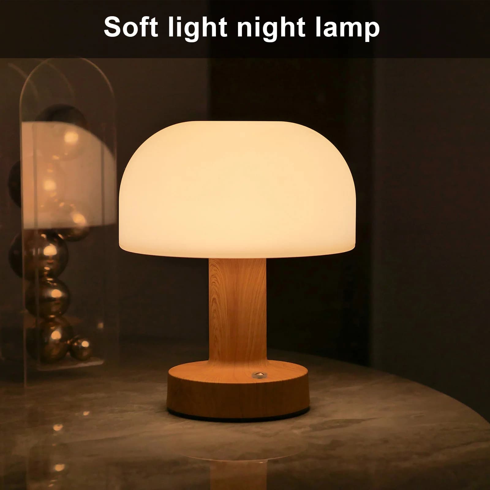Nowoczesna lampka stołowa LED w kształcie grzyba, USB, dotykowa