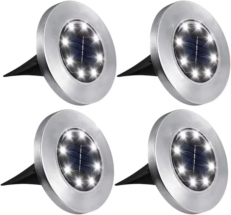 Komplet 4 szt. dyskowych lampek LED na słońce, 8 LED
