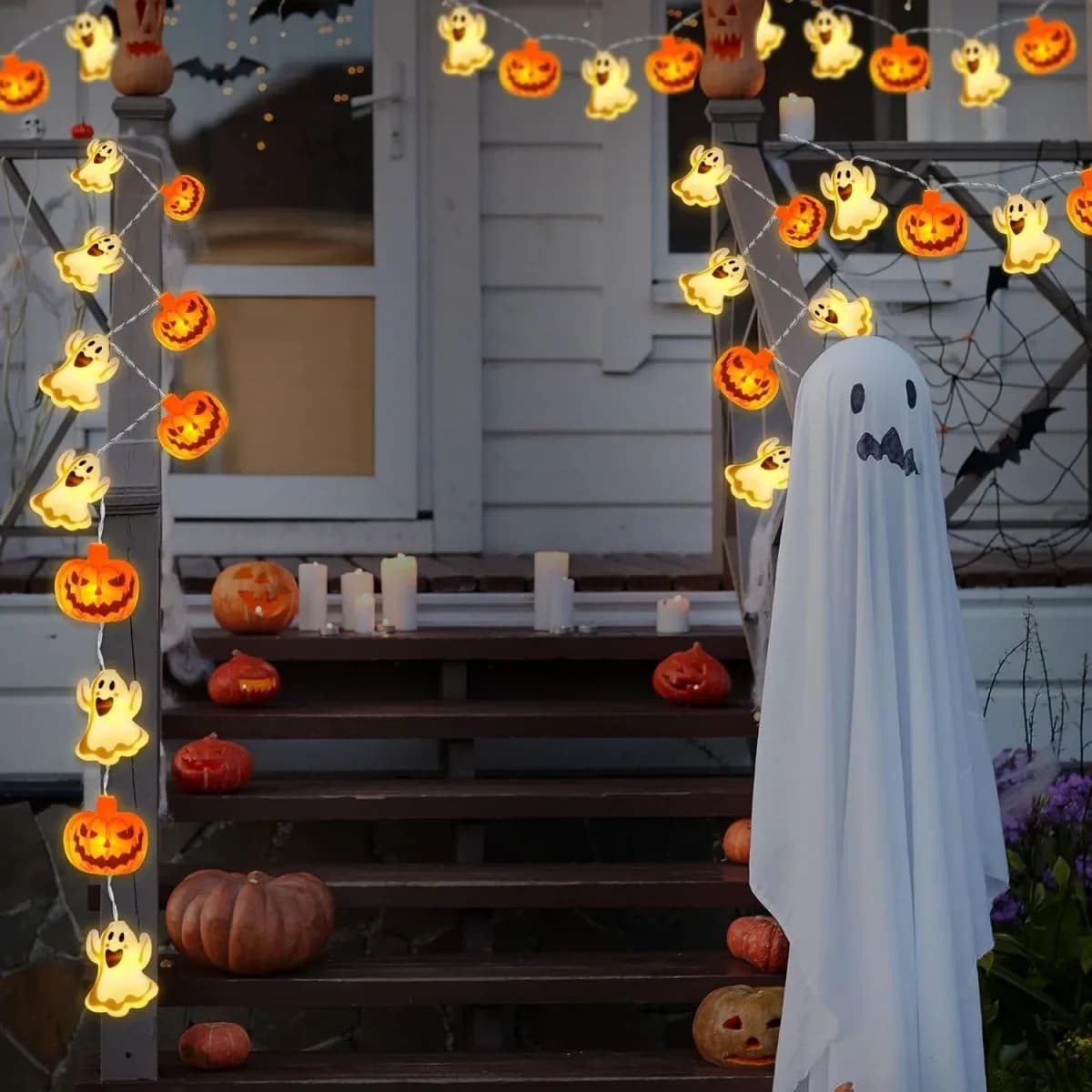 Bateryjne światełka Halloween LED z duchami i dyniami